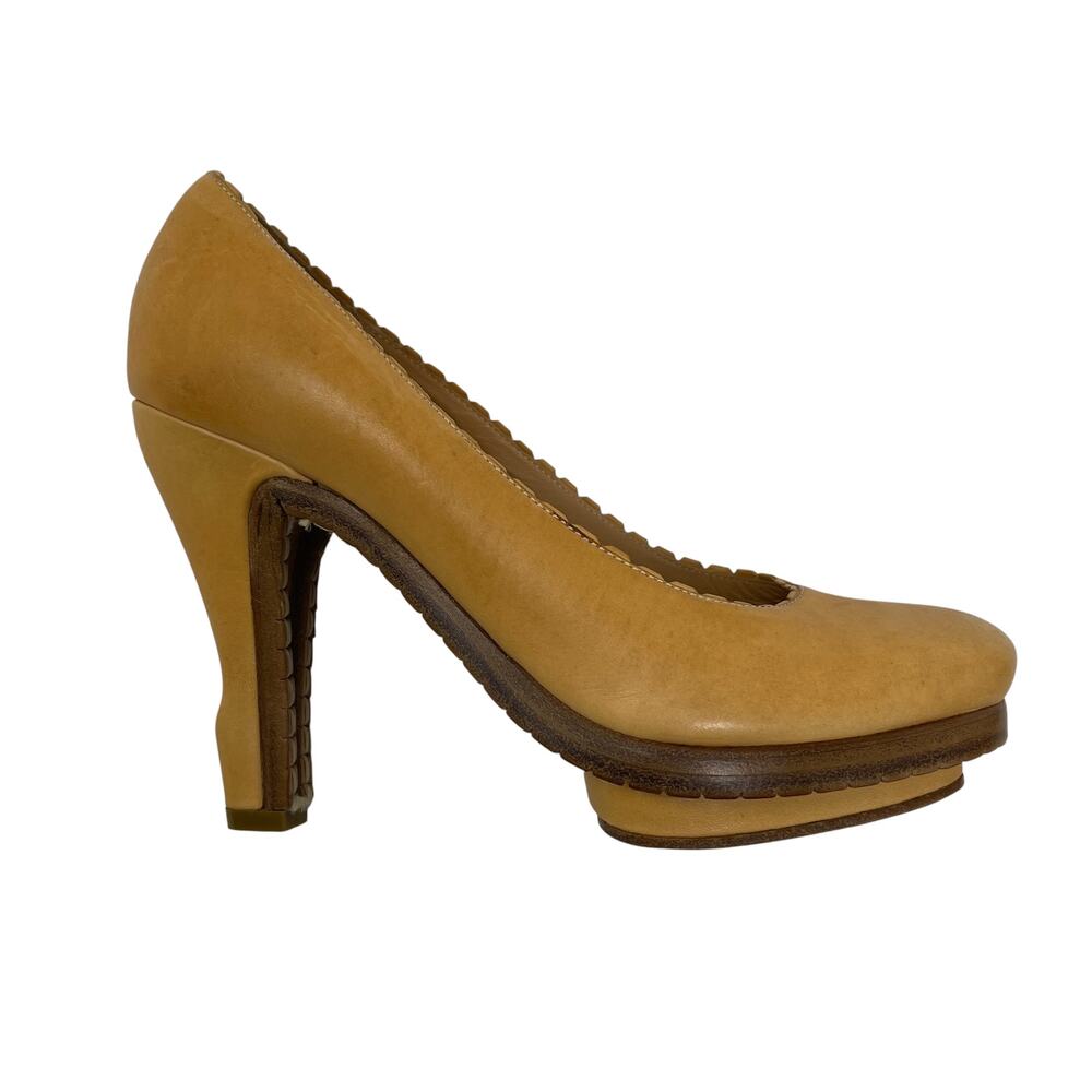 NEW John Galliano Platform Heels - Pumps - Tan Leather - Size 36